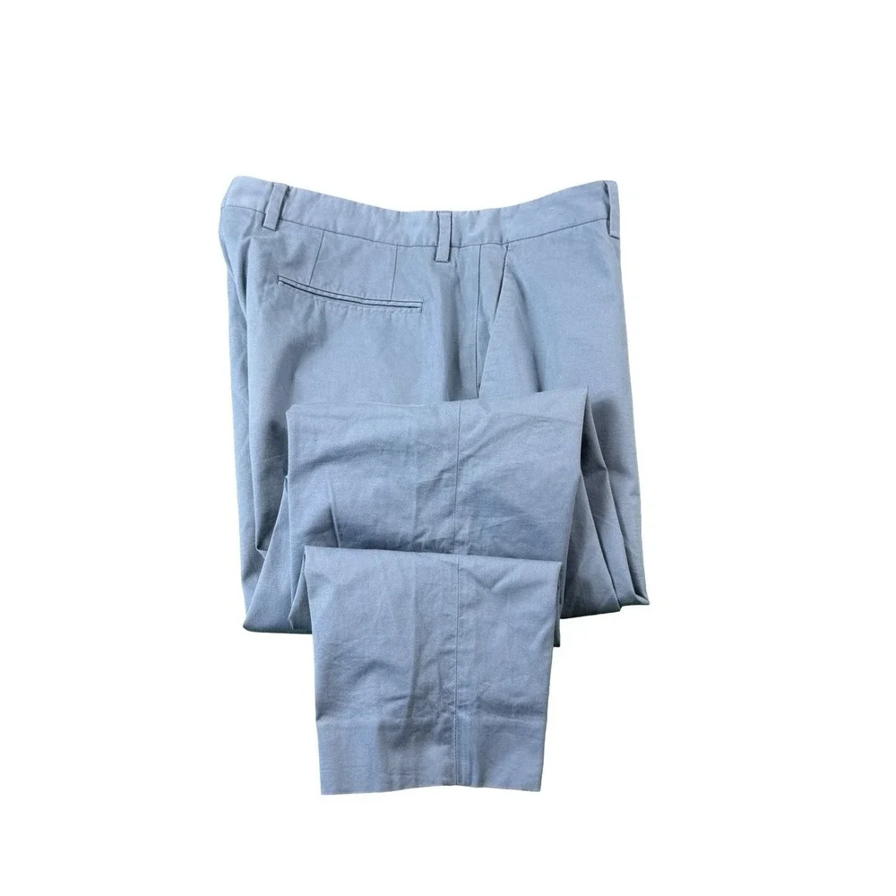 Reiss Blue Cotton Stretch Flat Front Mens Chino Trouser 34x29 Made in Portugal